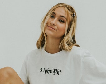 Old English Text Tee / available for multiple organizations! / greek gifts / greek sorority t shirts
