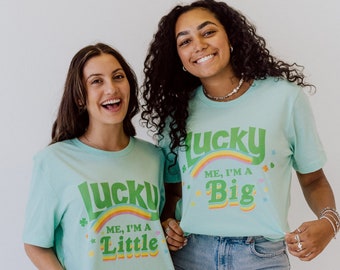 Lucky Fam Tee / Green Sorority Big Little Tees / Green Big Little T-Shirts / Sorority Big Little Shirts / Sorority Fam Shirts