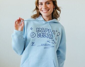 All Smiles Hoodie / Baby Blue Sorority Hoodie / Baby Blue Sorority Sweatshirt / Sorority Apparel / Greek Apparel