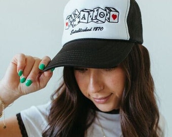 Dice Trucker Hat / Black Embroidered Sorority Trucker Hat / Black Sorority Trucker Hat / Sorority Hat / Greek Hat