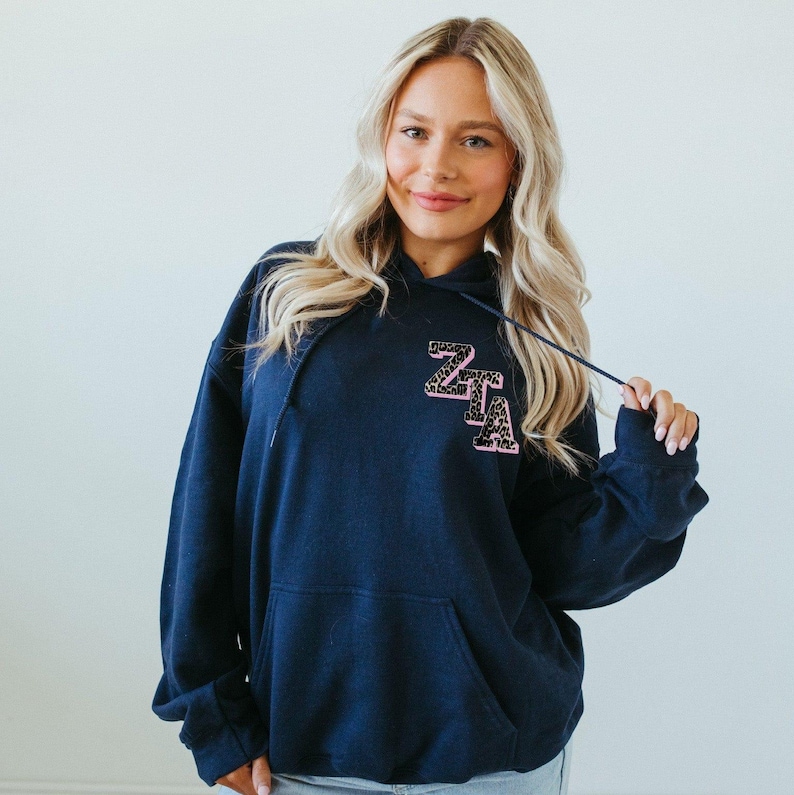 Navy Leopard Star Hoodie / Navy Sorority Hoodie / Navy Sorority Sweatshirt / Sorority Apparel / Greek Apparel image 2