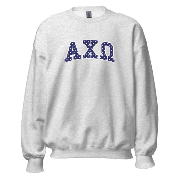 Polka Dot Embroidered Crewneck / Grey Sorority Crewneck / Grey Sorority Sweatshirt / Sorority Apparel / Greek Apparel