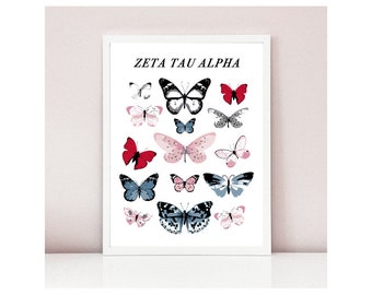 Butterfly Wonderland Art Print / Home Decor Greek Gift / Greek Sorority Poster/ Sisterhood Chapter House Wall Art / Greek Row Home Accessory