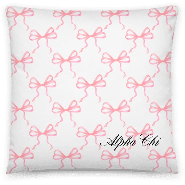 Pink Bow Pillow / Sorority Pillow / Sorority Throw Pillow / Sorority Decor / Greek Decor