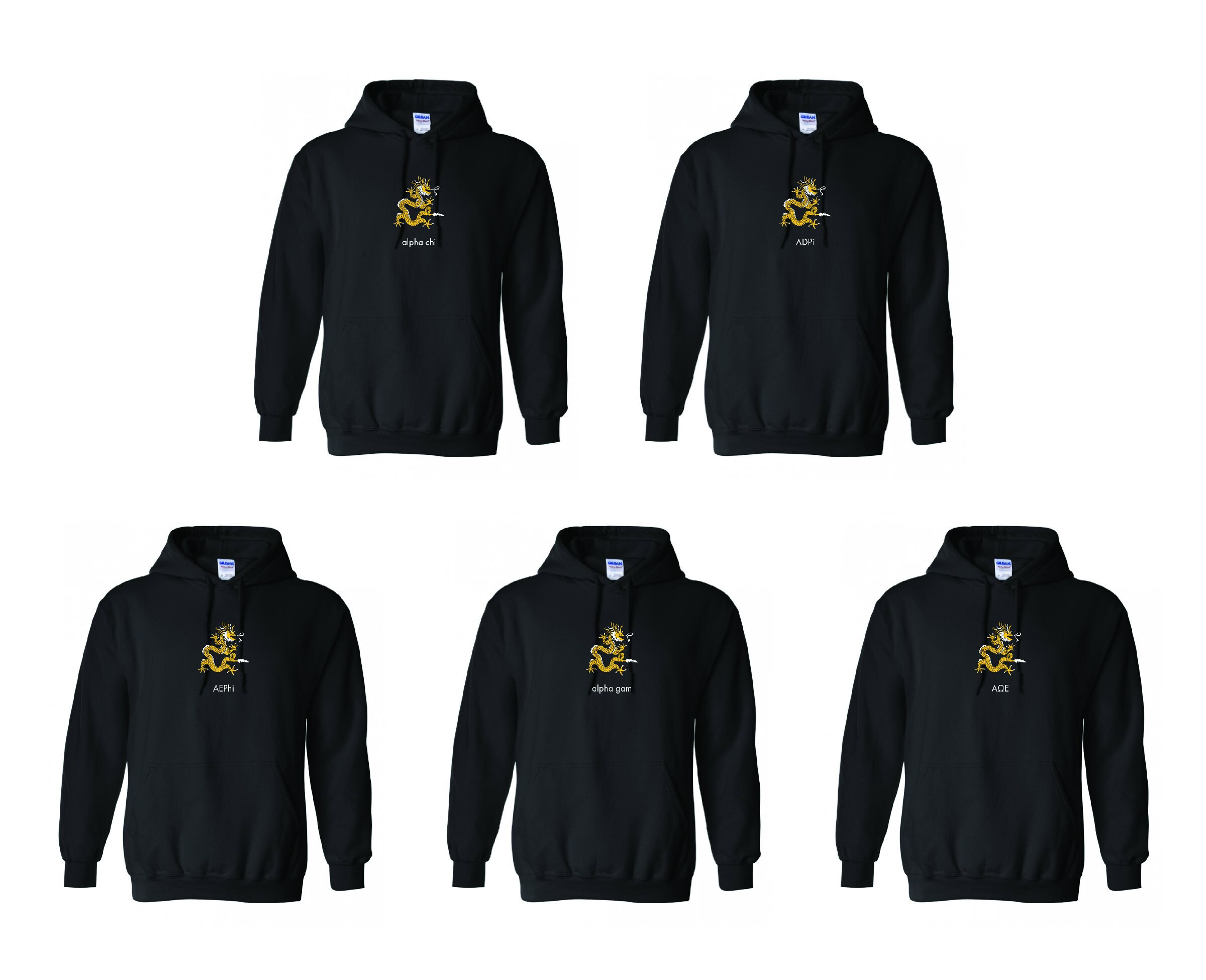 Black Embroidered Dragon Hoodie / Available for Multiple Etsy