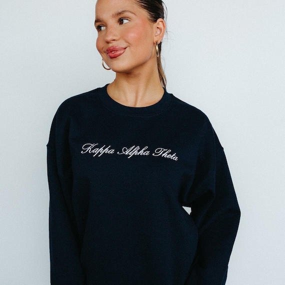 Navy Embroidered Cursive Crewneck Navy Sorority Crewneck Navy