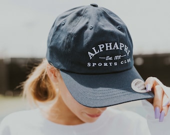 Casquette club de sport bleu marine / casquette de sororité brodée bleue / casquette de camionneur bleue de sororité / casquette de sororité / chapeau grec