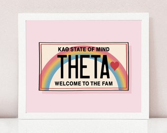 Aloha State of Mind Art Print / Pink Sorority Art Print / Yellow Sorority Wall Art / Framed Sorority Poster / Greek Decor