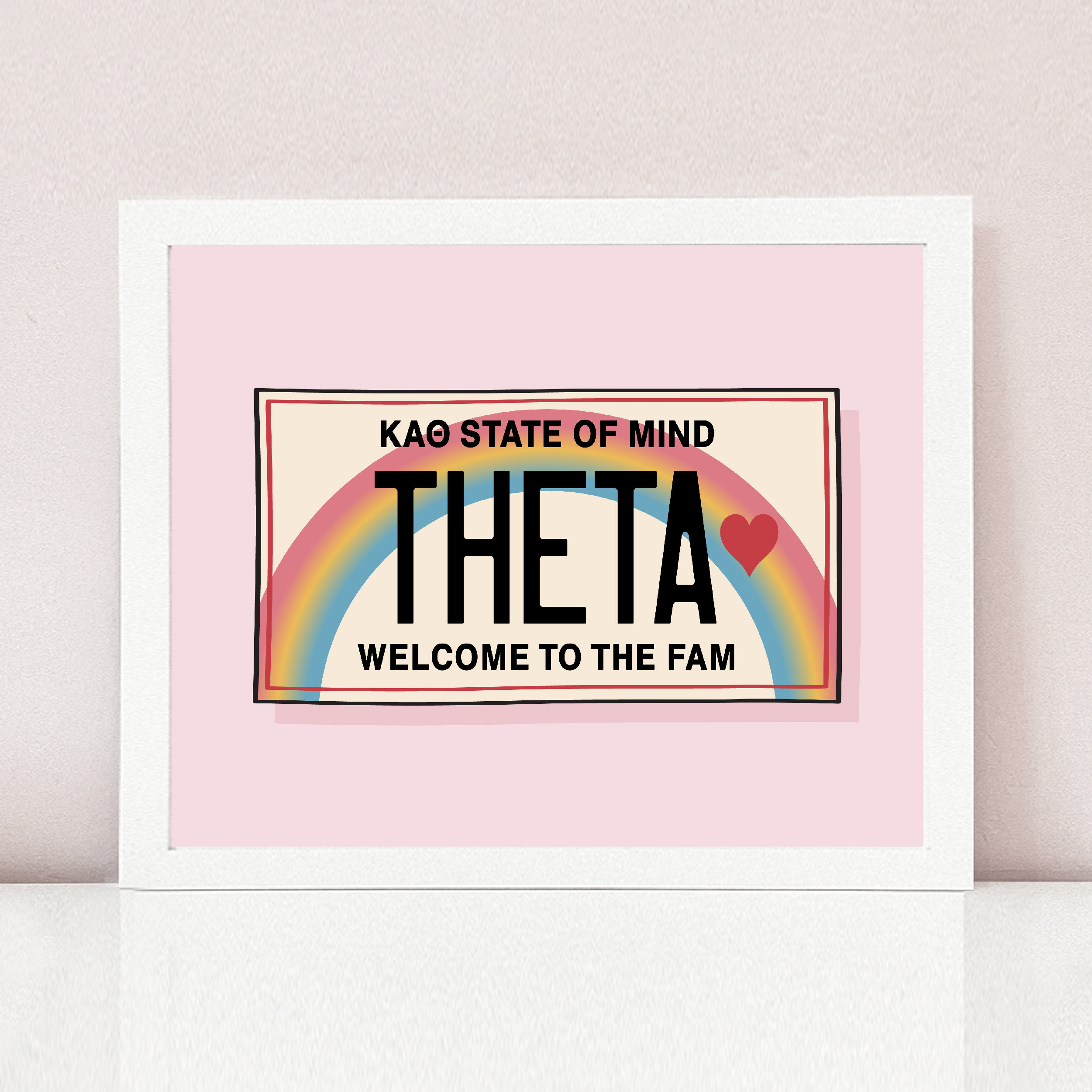 Aloha State of Mind Art Print / Pink Sorority Art Print / Yellow Sorority Wall Art / Framed Sorority Poster / Greek Decor