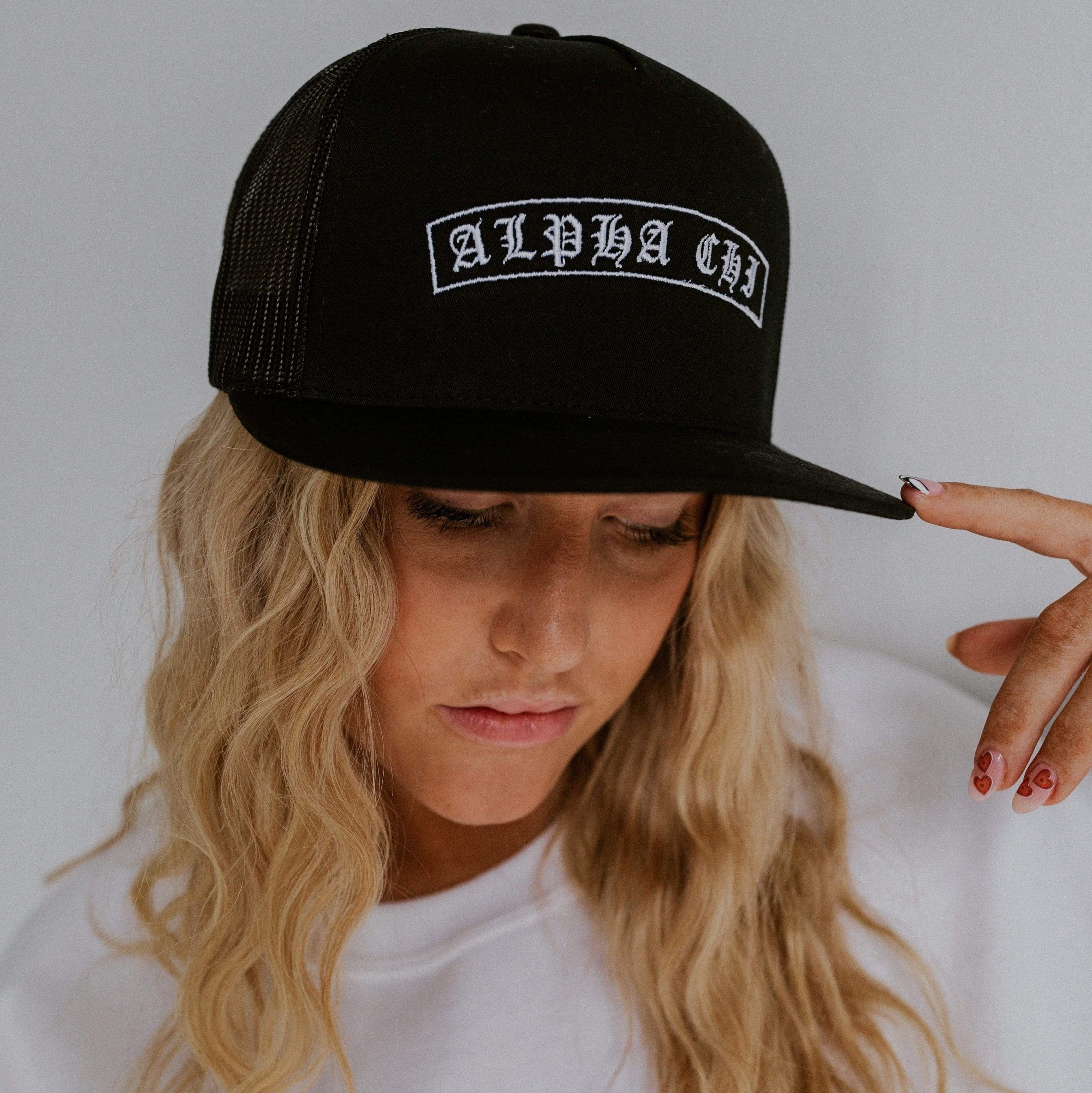 / Hat - Sorority Hat Trucker Sorority Hat/ Hat / / Hat Trucker Chrome Sorority Trucker Greek Black Embroidered Trucker / Sorority Hat Etsy