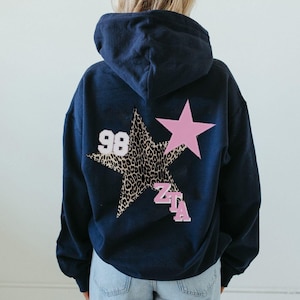 Sudadera con capucha de estrella de leopardo azul marino / Sudadera con capucha de hermandad azul marino / Sudadera de hermandad azul marino / Ropa de hermandad / Ropa griega