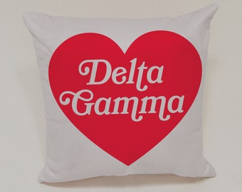 Sorority Heart Pillow  / Dorm Room Decor / Sorority House Decor / Greek Life Throw Pillow / Cute Dorm Decor / Trendy Decorative Pillow