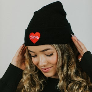Sorority Embroidered Heart Beanie  / Greek gifts / Winter Beanie / Sisterhood Retreat Winter Beanie / greek sorority accessory