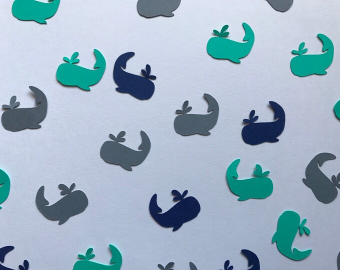 Nautical Baby Shower Decor Navy Ocean Party Nautical Birthday Party Decorations Whale Decorations and Grey Whale Confetti Teal