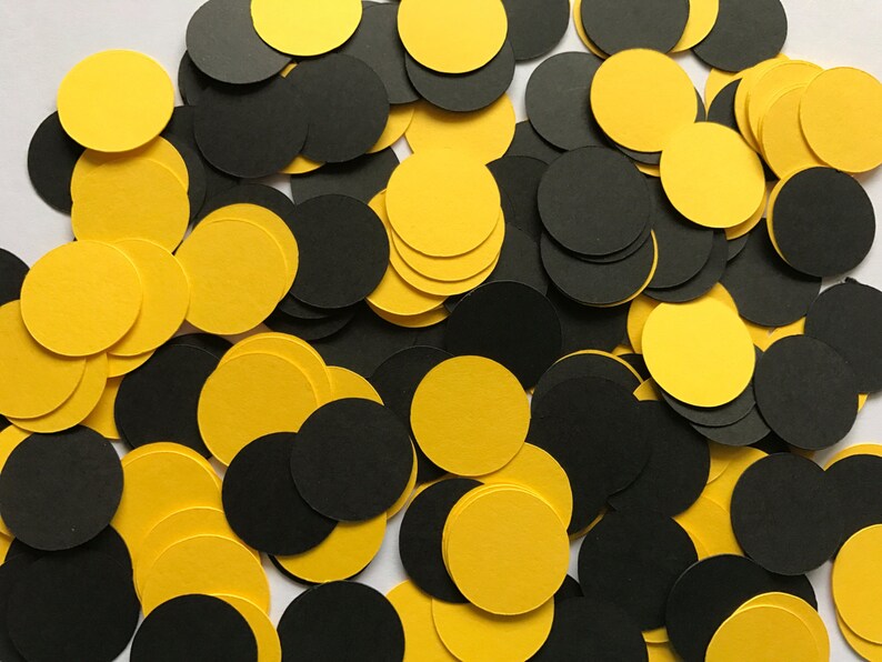 Black and Yellow Dot Confetti Bumblebee Party Decor Mommy to Bee Party Decorations Construction Party Decor Black and Yellow