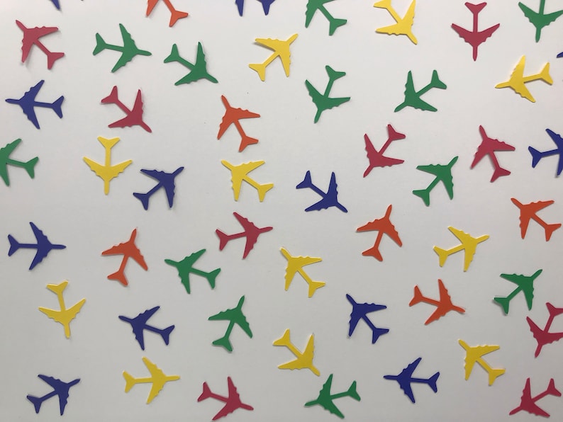 Primary Color Airplane Confetti Airplane Birthday Decor Aviator Decor Time Flies Birthday Party Decor Boy Birthday 125 pieces