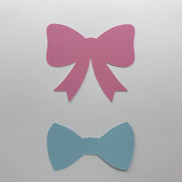 Bow and Bowtie Die Cuts - Gender Reveal Die Cuts - Gender Reveal Guestbook - Bows or Bowties Baby Shower Decor - Little Man or Little Miss