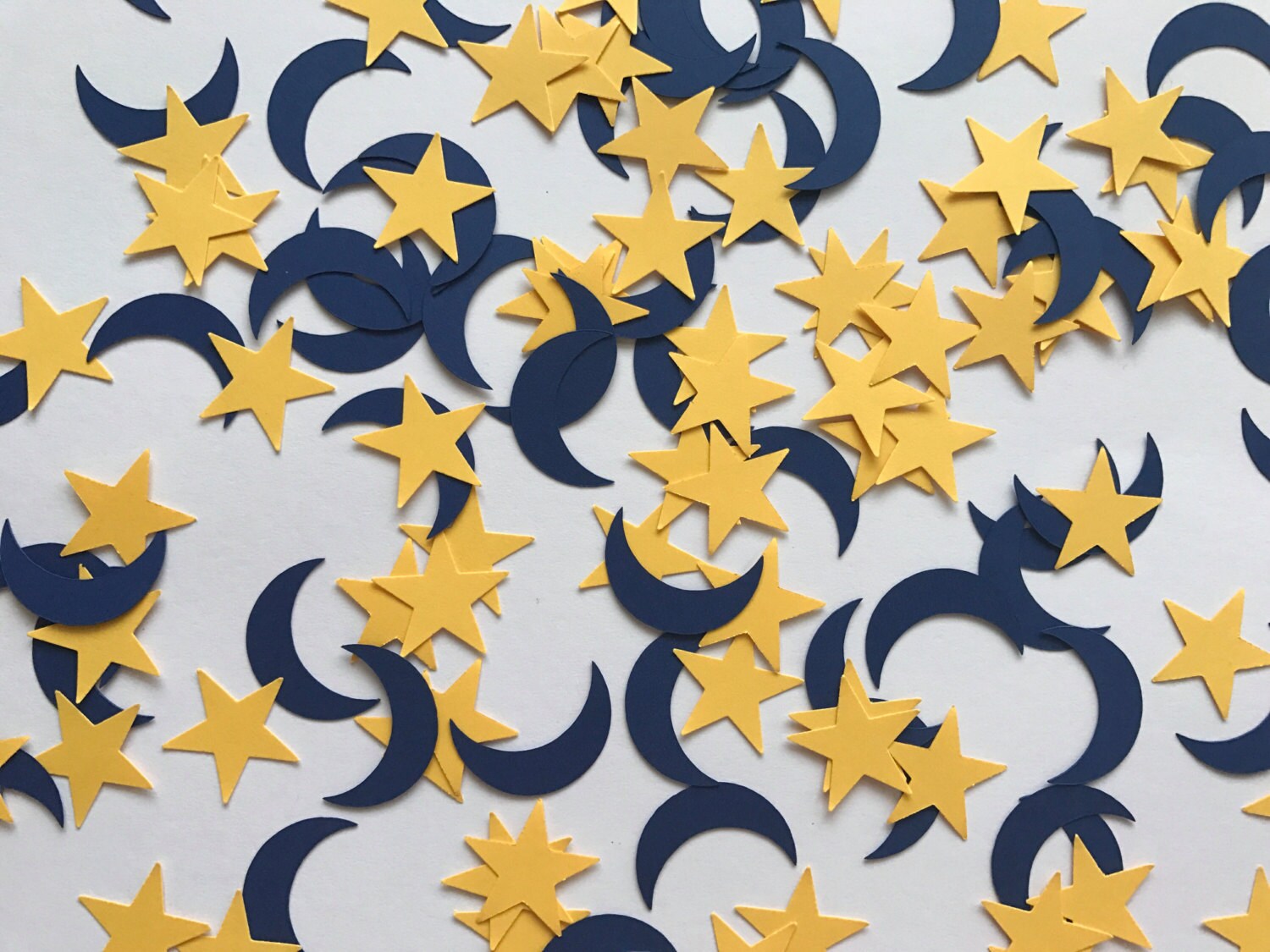 Navy and Yellow Star and Moon Confetti Twinkle Little Star Baby Shower Decor Star Party Decor Moon Party Decorations 200