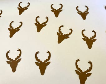 Brown Deer Confetti - Deer Head Confetti - Antler Confetti - Woodland Decorations - Woodland Baby Shower - Hunting Birthday - Hunting Party