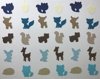 Blue Woodland Creatures Confetti - Woodland Birthday Party Decor - Woodland Baby Shower - Boy Birthday Party Decor - 250 pieces