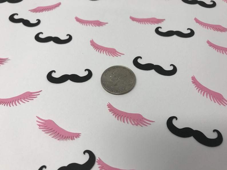 Staches and Lashes Confetti Gender Reveal Confetti Baby Etsy