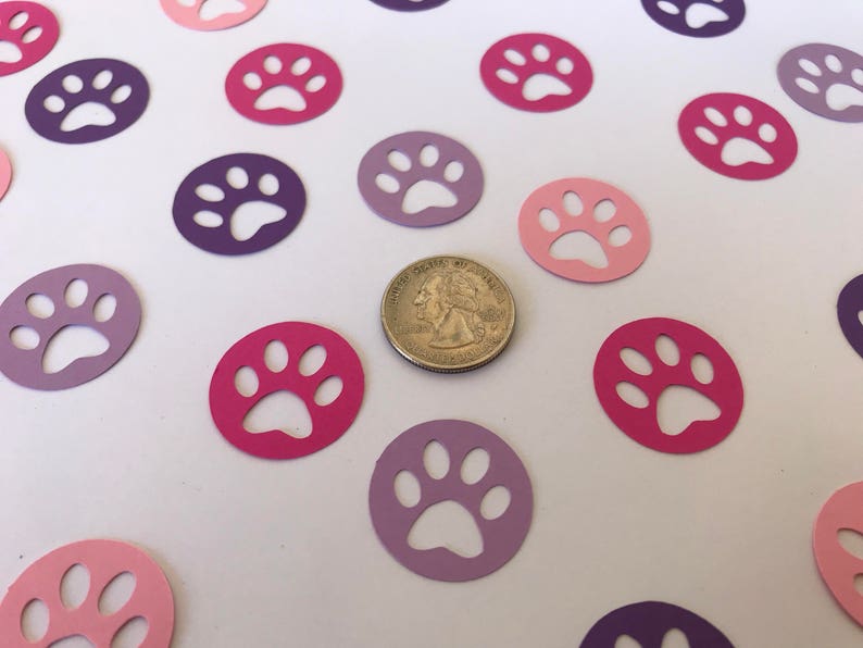 Pink and Purple Paw Print Confetti Girl Puppy Birthday Party Dog Birthday Party Paw Print Decorations 200 pieces Girl Birthday Party Decor 