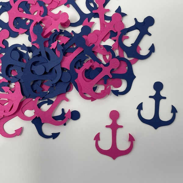 Navy and Pink Anchor Confetti - Nautical Baby Shower - Nautical Bridal Shower - Anchor Decor - Nautical Birthday Decor - 200 pieces