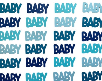 Shades of Blue Baby Confetti - Blue Baby Shower Decor - Boy Baby Shower Decor - Baby Shower Confetti - Word Confetti Decor - 100 pieces