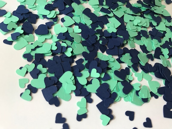 Navy And Mint Heart Confetti Wedding Decorations Wedding Etsy