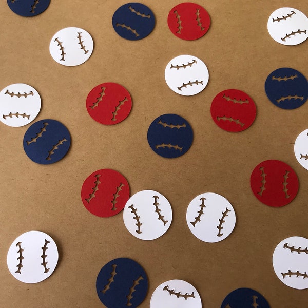 Baseball Confetti - Red, White, and Blue Baseball Confetti - Baseball Decorations - Baseball Baby Shower - Baseball Birthday Party Decor
