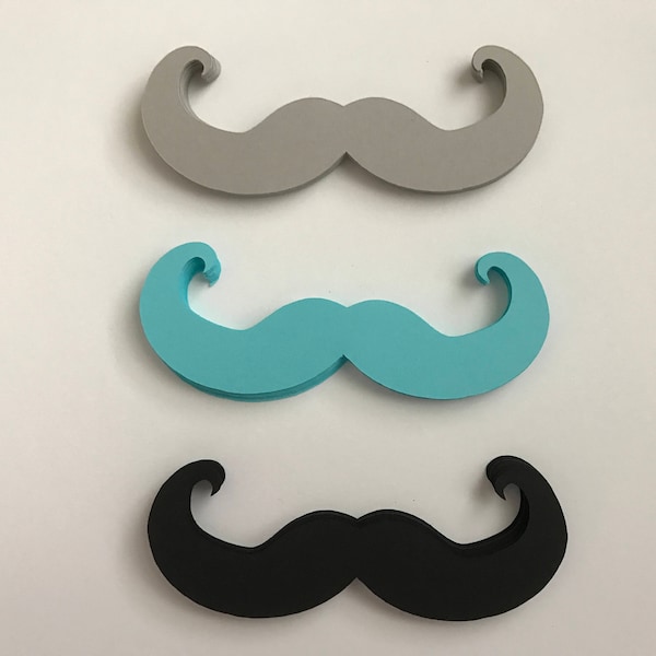 Blue, Grey, and Black Mustache Die Cuts - Little Man Baby Shower Decor - Little Man Birthday Party Decor - Mustache Guestbook - Mustache