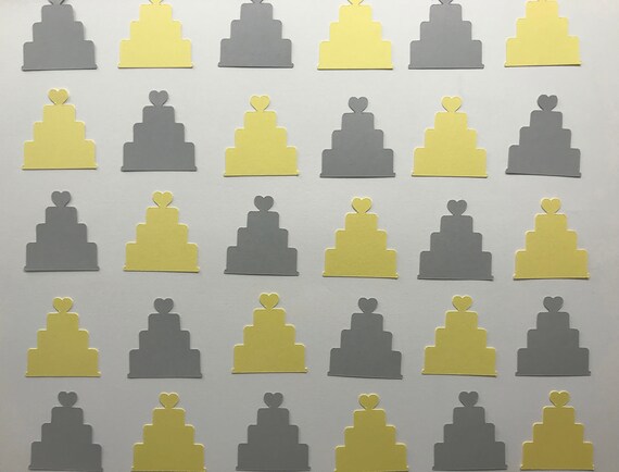 Yellow And Grey Wedding Cake Confetti Yellow And Grey Etsy