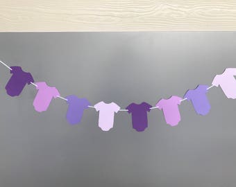 Purple Baby Shower Bunting - Purple Baby Shower Decor - Girl Baby Shower Decorations - Purple Baby Outfit Decor - Baby Shower Bunting