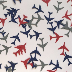Blue, Red, and Grey Airplane Confetti - Airplane Birthday Decorations - Airplane Party Decor - Boy Birthday Party Decorations - 150 pieces