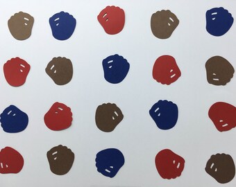 Red, Blue, and Brown Baseball Glove Confetti - Baseball Birthday Party - Baseball Baby Shower - Baseball Mitts - Sports Birthday- 150 pieces