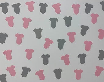 Pink and Grey Baby One Piece Confetti - Pink and Grey Baby Shower Decor - Girl Baby Shower Decorations - Baby Outfit Confetti - 200 pieces