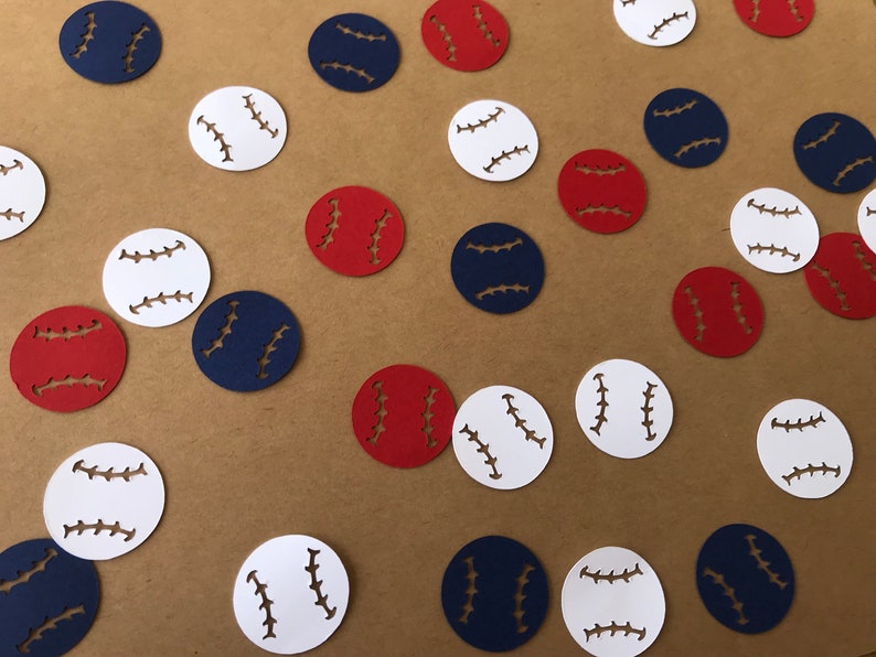 Baseball Confetti - 100pc Red White Blue Table Decor For Sports Parties