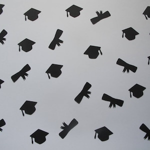 Black Diploma and Grad Hat Confetti - Graduation Confetti - Graduation Party Decor - College Graduation - High School Graduation -200 pieces
