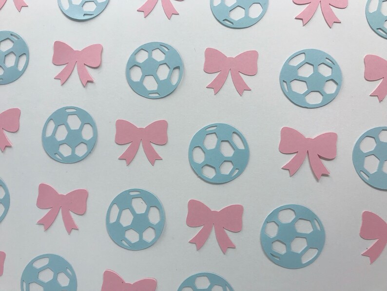 Soccer Gender Reveal Confetti Soccer Balls or Bows Confetti Etsy