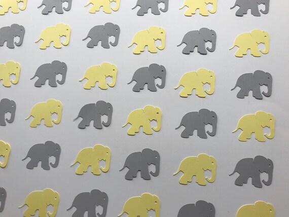Yellow And Grey Elephant Confetti Elephant Baby Shower Etsy