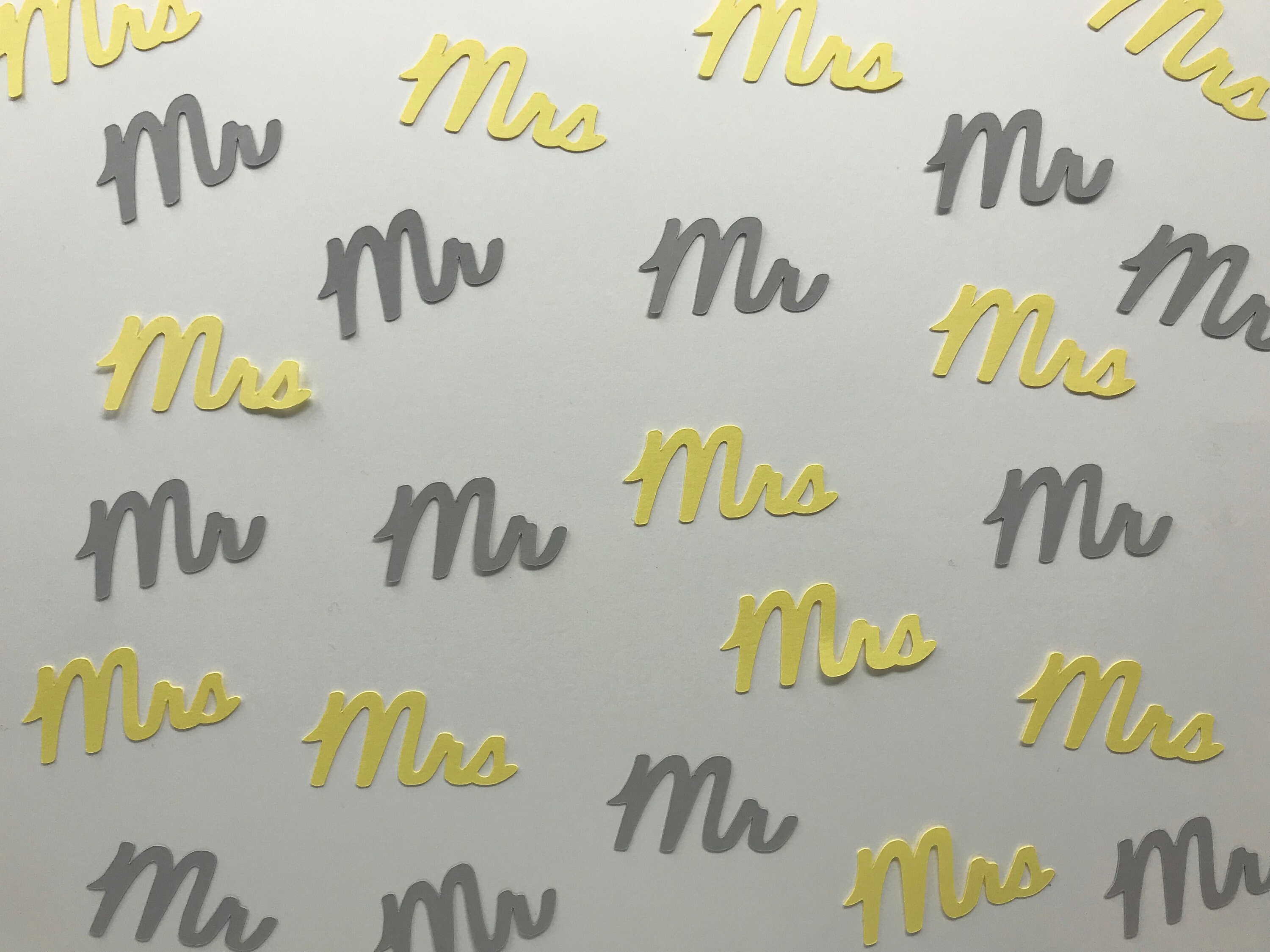 Yellow And Grey Mr Mrs Confetti Yellow And Grey Wedding Etsy