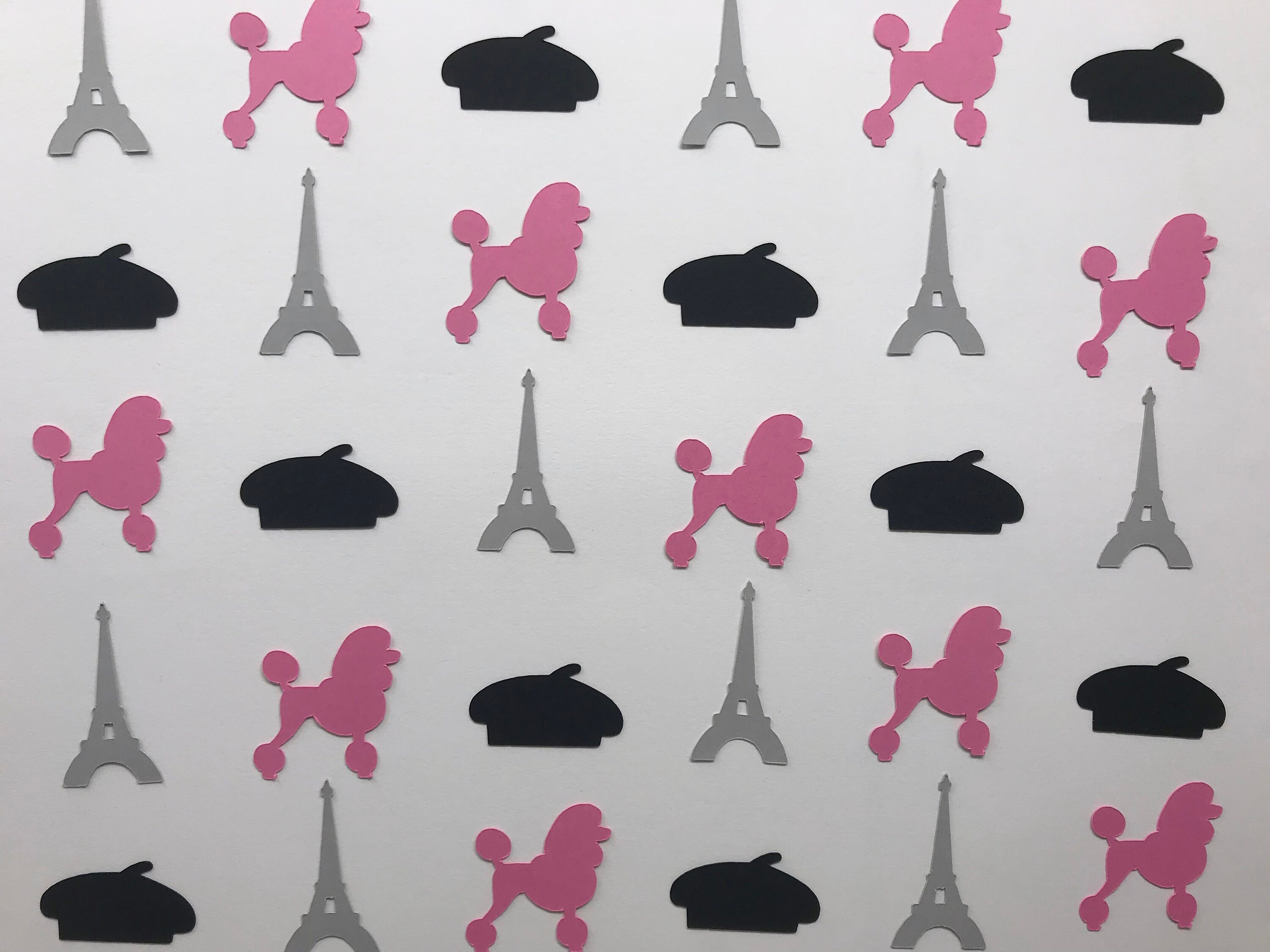 Paris Confetti Paris Themed Party Poodle Confetti Eiffel Tower Confetti Paris Birthday Party Girl Birthday Party 150 pieces