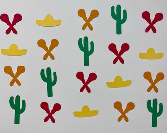 Fiesta Confetti - Taco Party Decorations - Fiesta Party Supplies - Cactus Confetti - Maracas Confetti - Sombrero Confetti - 100 pieces