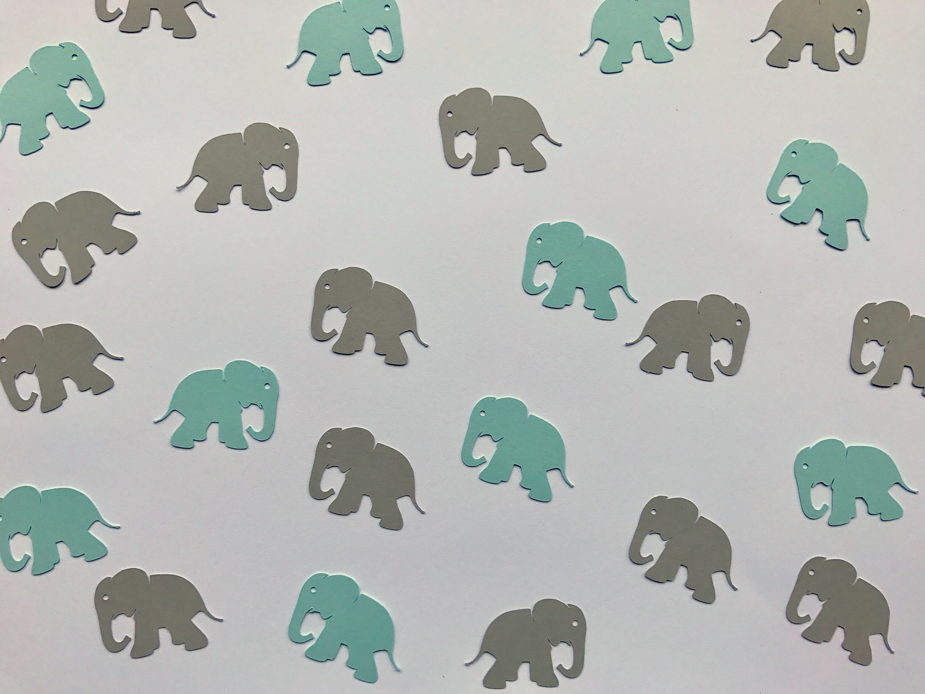 Grey and Blue Elephant Confetti Elephant Confetti Baby Boy Shower Decor 100 pieces