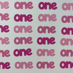 Shades of Pink One Confetti - One Confetti - Girl&#39;s 1st Birthday Party - Pink 1st Birthday - I am 1 Party - Number Confetti - 150 pieces