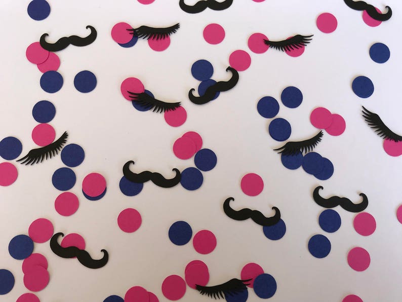 Staches or Lashes Confetti Gender Reveal Confetti Mustache Etsy