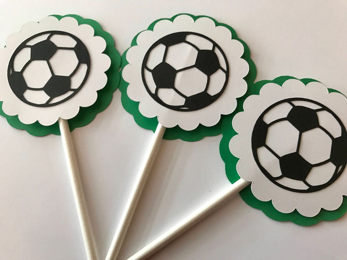 Soccer Cupcake Toppers Soccer Birthday Party Decor Soccer Etsy