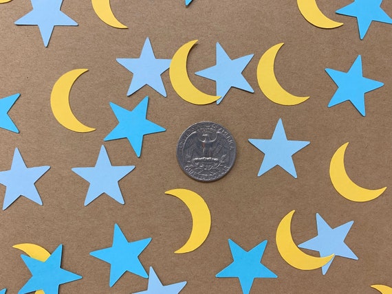 Blue and Yellow Moon and Star Confetti Twinkle Twinkle Little Star