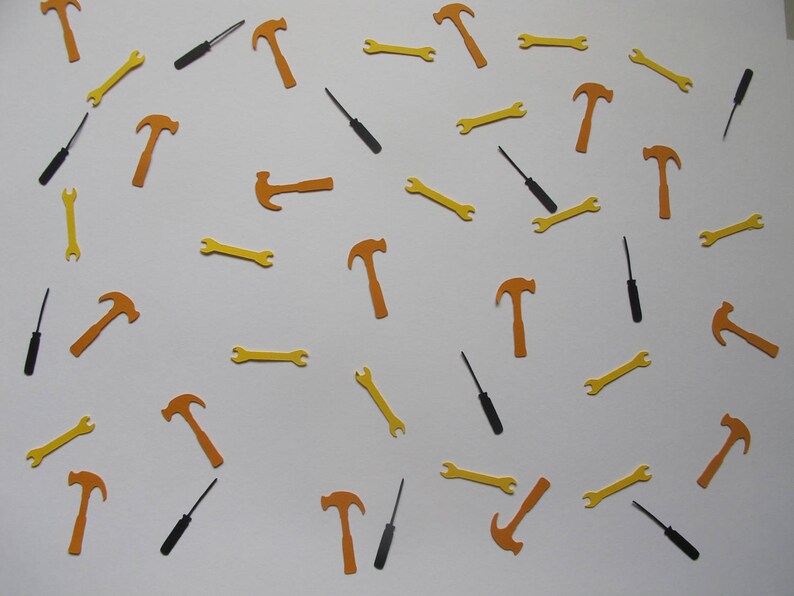 Orange Yellow and Black Tool Confetti Tool Party Construction Party Boy Birthday Party Construction Birthday Party 150 pieces