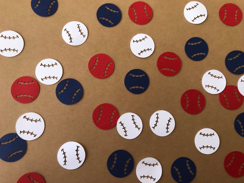 Baseball Confetti Red White and Blue Baseball Confetti Etsy